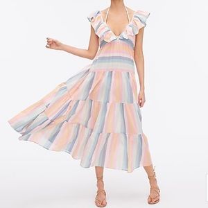 {J.Crew} Pastel Stripe Beach Cover-up Midi Dress